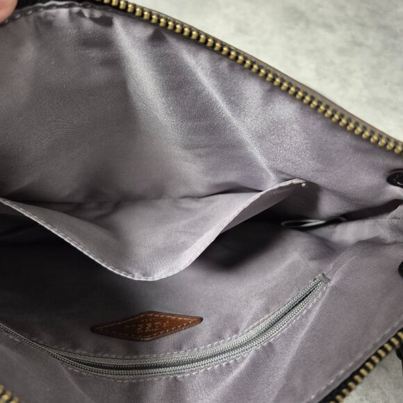 Fossil Black leather with Brown Accent Crossbody Shoulder Bag - Picture 11 of 15